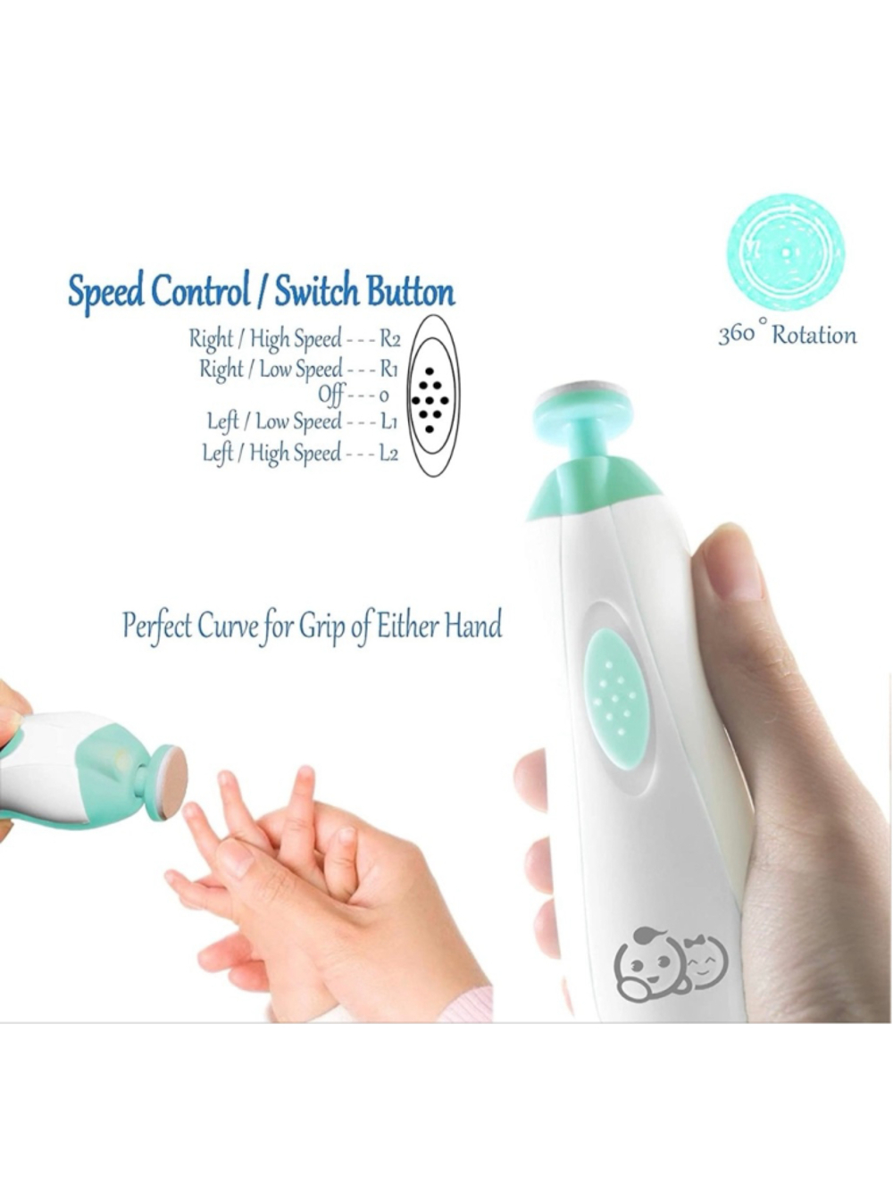 Baby Royal Angels Electric Nail Trimmer One Size White Blue - Picture 2 of 7
